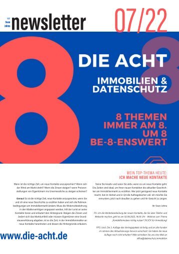 2022-07  |  DIE ACHT  |  Der Newsletter für Immobilien & Datenschutz