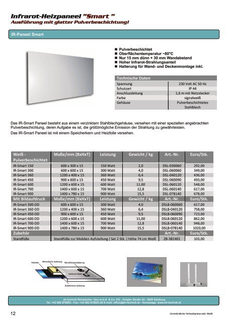 eh-technik Elektrische Heizsysteme Produktkatalog 2022/2023