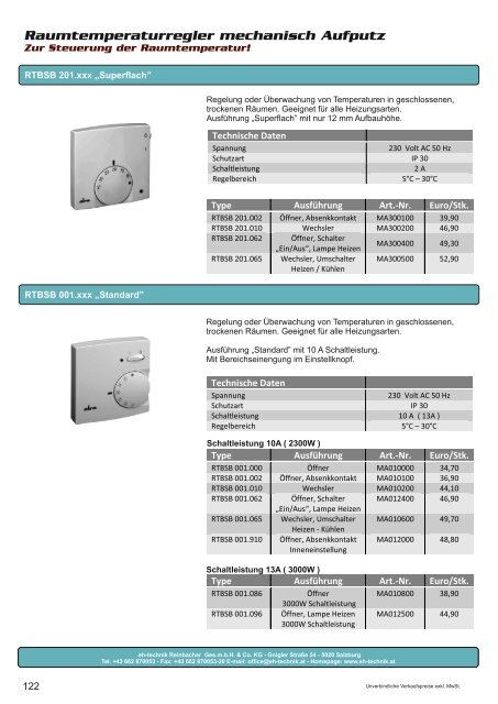 eh-technik Elektrische Heizsysteme Produktkatalog 2022/2023