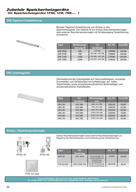 eh-technik Elektrische Heizsysteme Produktkatalog 2022/2023