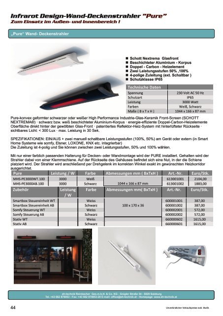 eh-technik Elektrische Heizsysteme Produktkatalog 2022/2023