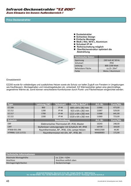 eh-technik Elektrische Heizsysteme Produktkatalog 2022/2023