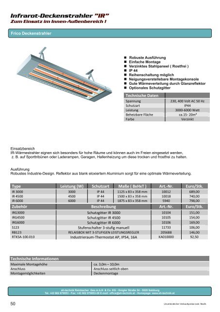 eh-technik Elektrische Heizsysteme Produktkatalog 2022/2023