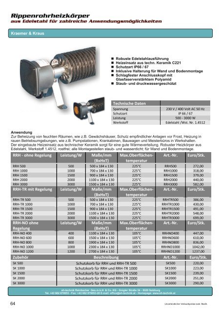 eh-technik Elektrische Heizsysteme Produktkatalog 2022/2023