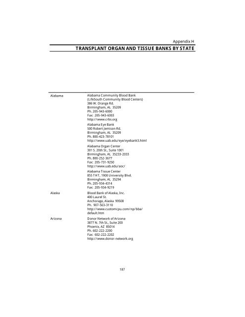 transplant organ and tissue banks by state - RAND Corporation