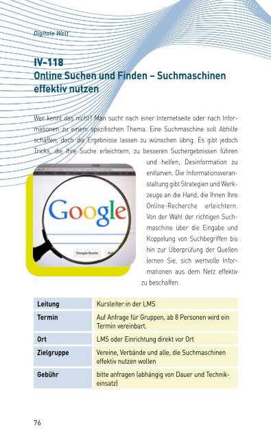 VERANSTALTUNGSPROGRAMM DES MKZ DER LMS 22/2