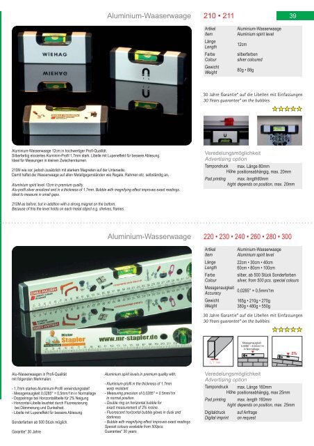 Katalog Zollstöcke, Lineale