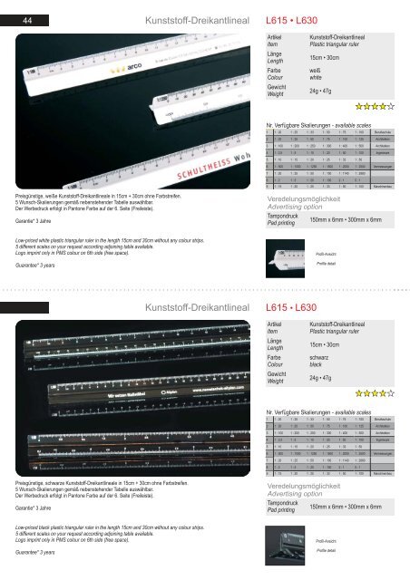 Katalog Zollstöcke, Lineale