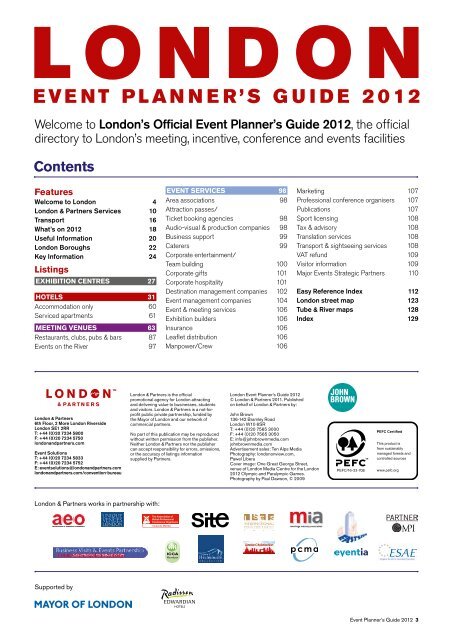 EvENt PLaNNEr's GuiDE 2012 - London & Partners