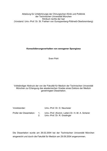 Abteilung für Unfallchirurgie der Chirurgischen Klinik und Poliklinik ...