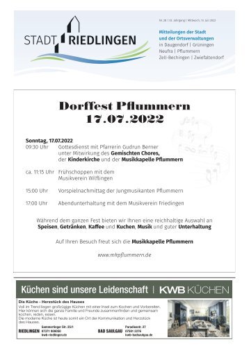 Amtliches Mitteilungsblatt Riedlingen 13.07.2022