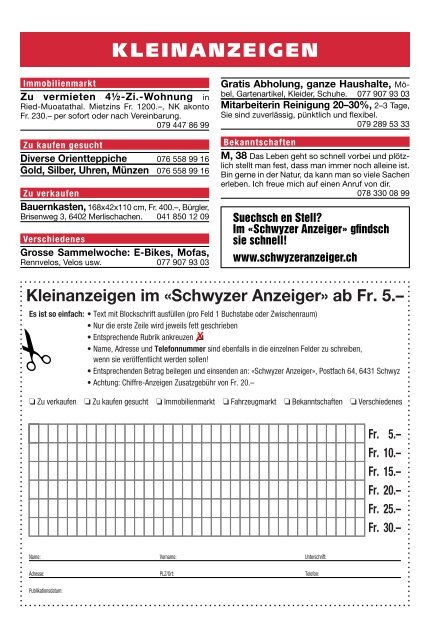 Schwyzer Anzeiger – Woche 28 – 15. Juli 2022