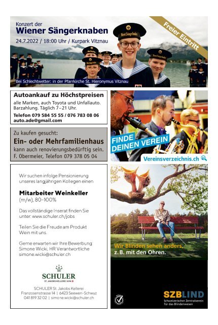 Schwyzer Anzeiger – Woche 28 – 15. Juli 2022