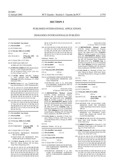 PCT/2001/28 - World Intellectual Property Organization