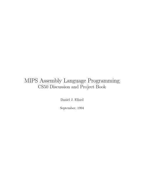 MIPS Assembly Language Programming