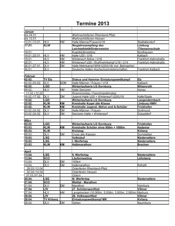 Termine 2013 - HLV-Kreis Limburg-Weilburg