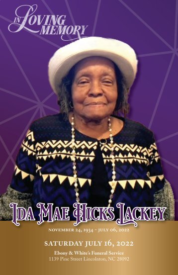 Ida Mae lackey Memorial Program