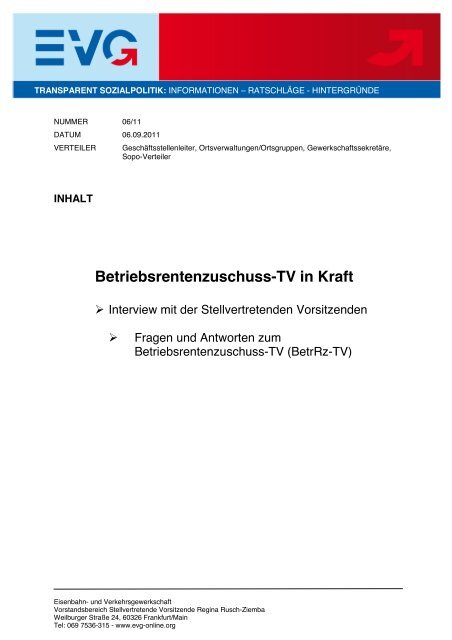 Betriebsrentenzuschuss-TV in Kraft