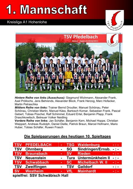 TSV Pfedelbach gegen TSG Waldenburg