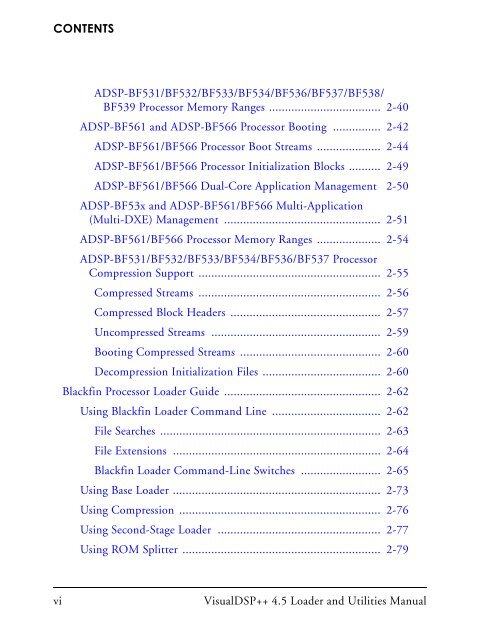 VisualDSP++ 4.5 Loader and Utilities Manual - Analog Devices