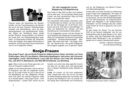 Zeitschrift quer ver.di Frauen Bayern (2/2022) Jugend - Perspektiven