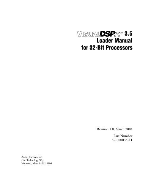 Visualdsp 3 5 Loader Manual For 32 Bit Processors Claymore