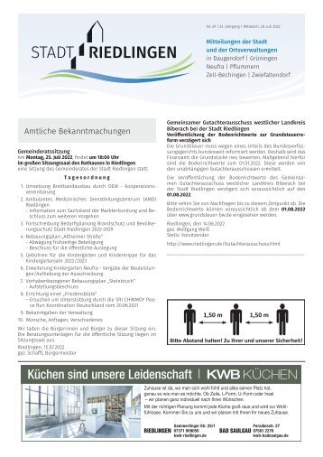 Amtliches Mitteilungsblatt Riedlingen 20.07.2022