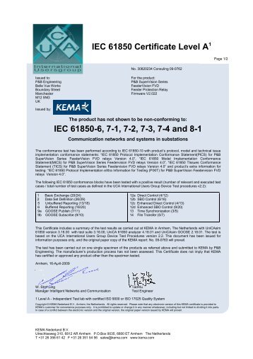 IEC 61850 Certificate Level A1 - PBSI Group Ltd