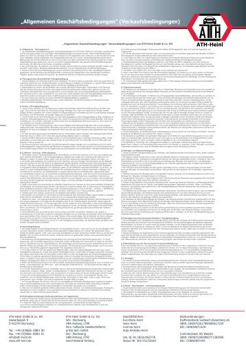 ATH Allgemeinen Geschäftsbedingungen