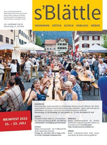 s'Blättle Nr. 29 - Do, 21. Juli 2022