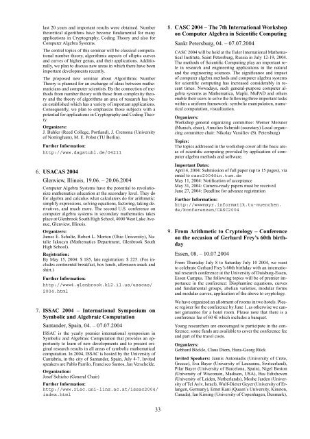 Computeralgebra-Rundbrief - Fachgruppe Computeralgebra