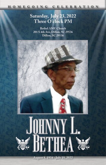 Johnny Bethea Memorial Program