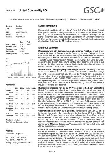 von GSC Research - United Commodity AG