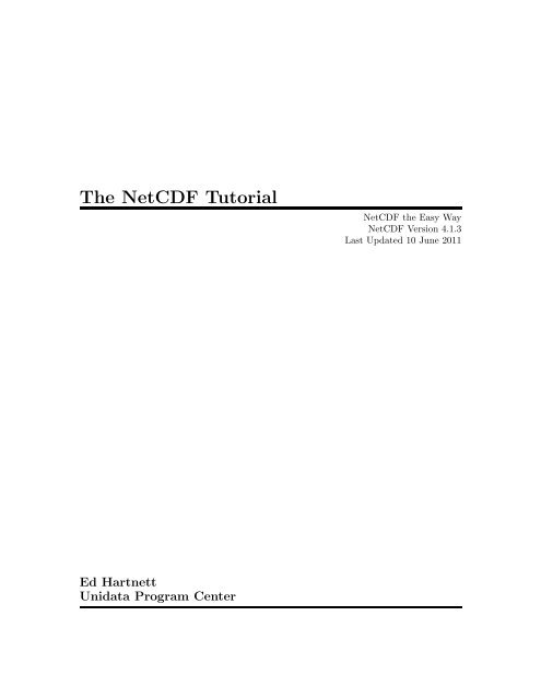 The NetCDF Tutorial - Unidata - UCAR