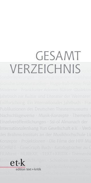 Gesamtverzeichnis / Complete directory