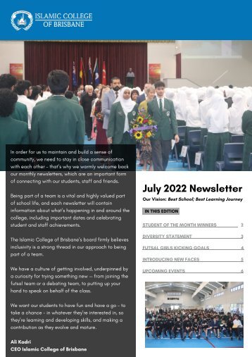 Islamic College of Brisbane July Newsletter