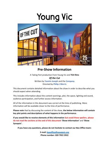 Of The Cut Pre-Show Information (PDF Version)