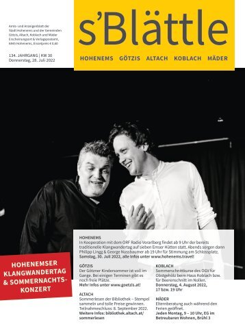 s'Blättle Nr. 30 - Do, 28. Juli 2022