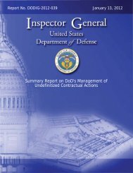 Summary Report on DoD's Management of Undefinitized ...