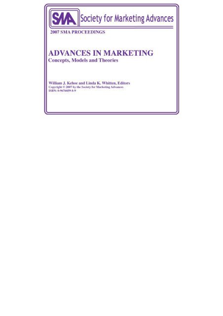 Advances in Marketing: Concepts, Models and Theories