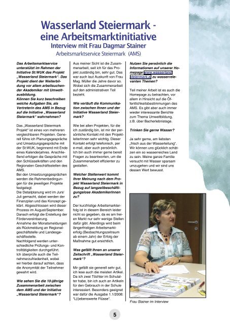 Die Wasserzeitschrift der Steiermark 1.1/2009