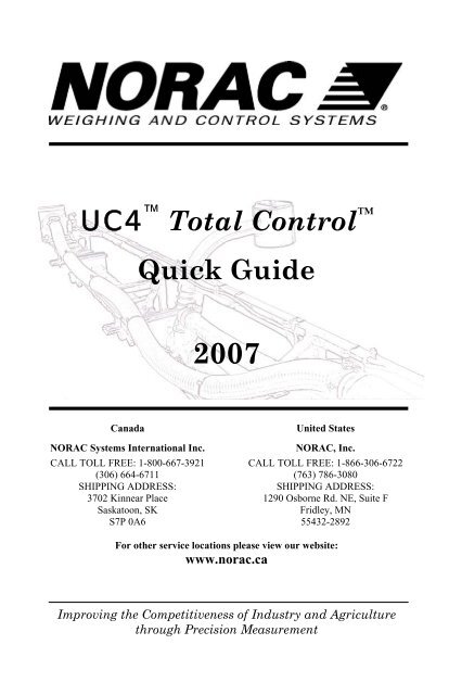 UC4™ Total Control™ Quick Guide - NORAC Systems