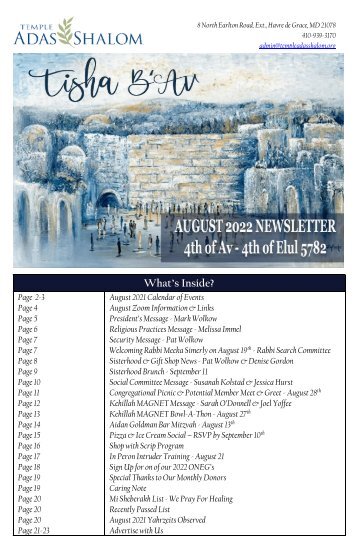 August 2022 Newsletter