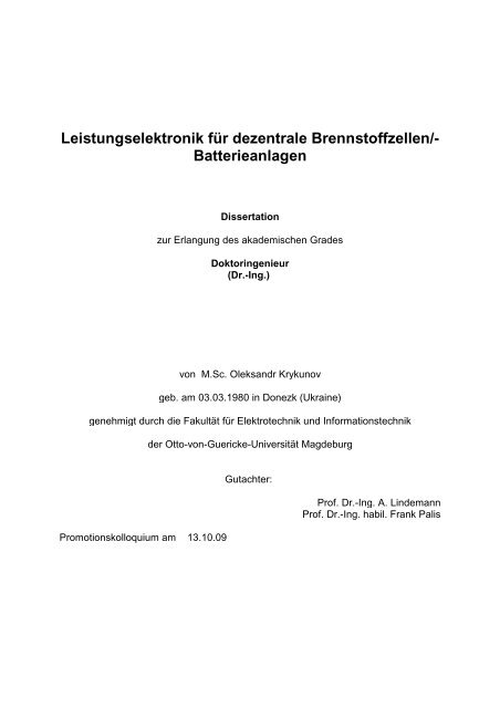 Leistungselektronik für dezentrale Brennstoffzellen/- Batterieanlagen