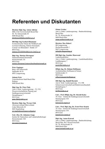 Referenten und Diskutanten - Wasserland Steiermark