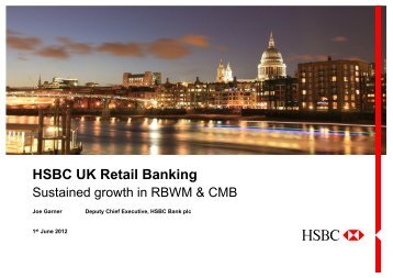 HSBC UK Retail Banking Sustained growth in RBWM & CMB