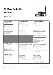 St Mary Redcliffe Music List August 2022