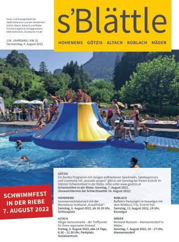 s'Blättle Nr. 31 - Do, 4. August 2022
