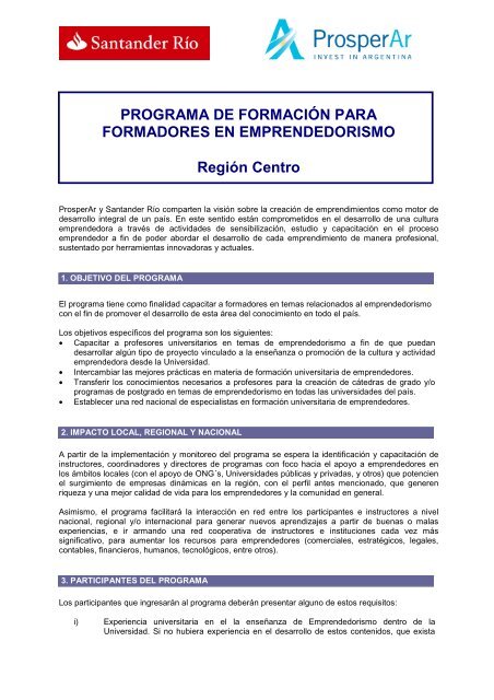 Programa Formación de Formadores en Emprendedorismo ... - ADEC
