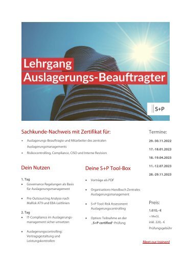 Lehrgang Auslagerungs-Beauftragter